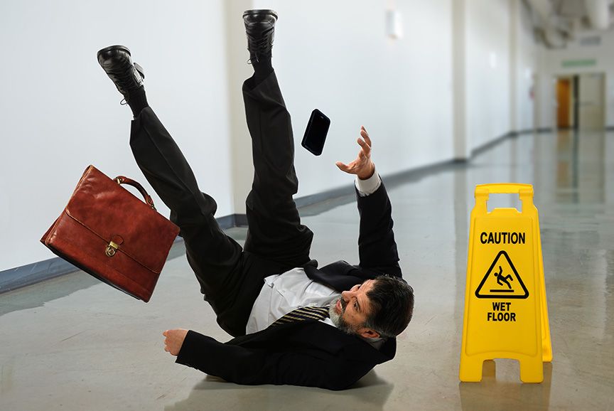 man slipping and falling down