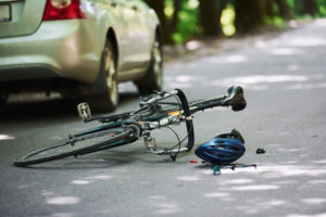 Bicycle on the ground after an accident