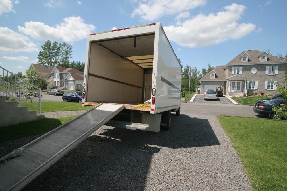 Opened Moving Truck with Ramp