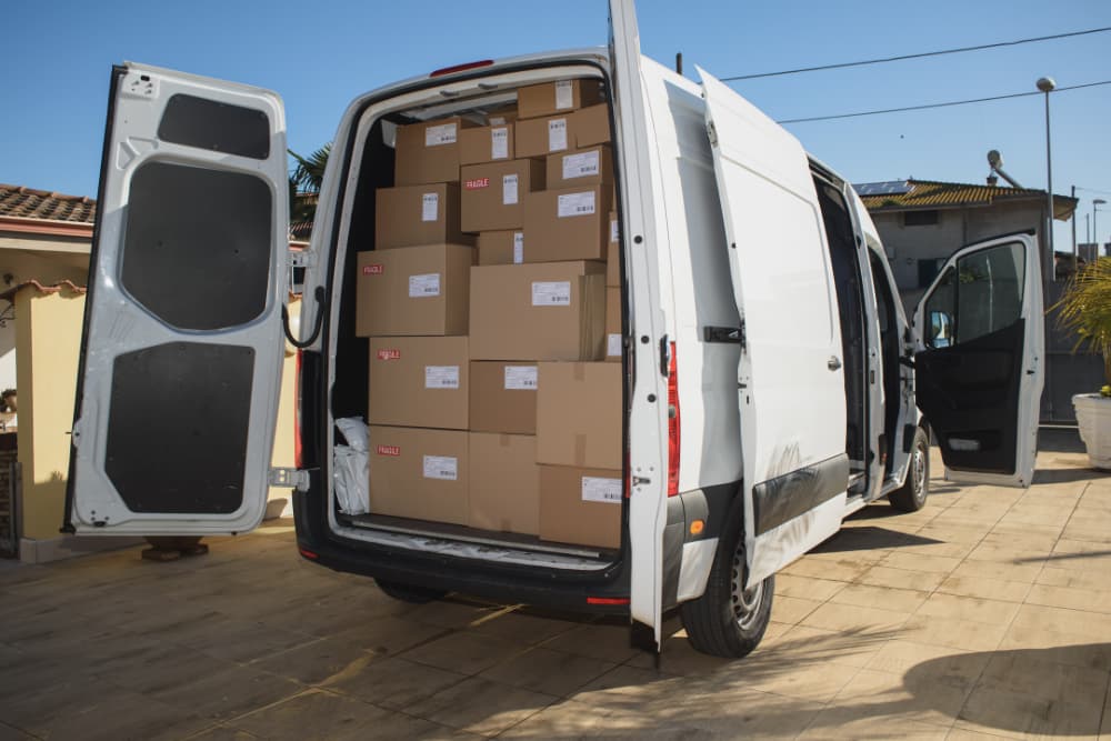 Courier Service Delivery Van Filled with Packages
