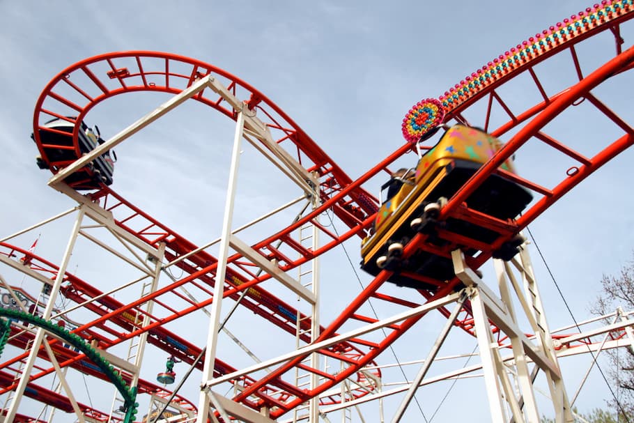 Roller coaster in theme park
