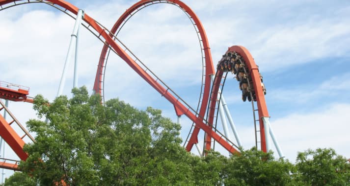 Roller Coaster Loop at Amusement Park