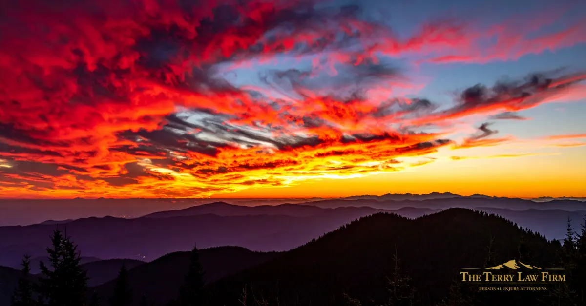 Great Smoky Mountains in East Tennessee during peak tourist season