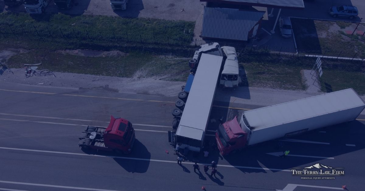 Police and emergency crews at the scene of a tractor-trailer crash on a Tennessee highway